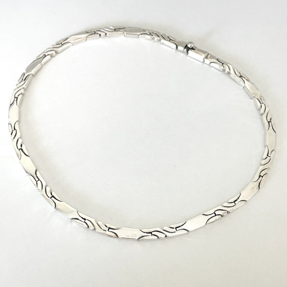 Vintage CII Mexico 925 Sterling Silver Heavy Bar Pattern Link Collar Necklace - Picture 8 of 12